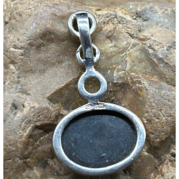 Vintage 925 Sterling Silver Peridot and  Amber Pendant 1.25" - Picture 3 of 5